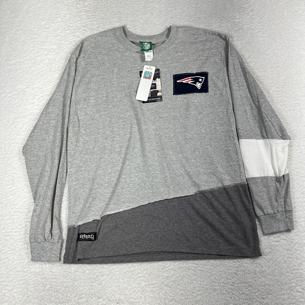 NFL "Refried" New England Patriots Long Sleeve Gray Shirt Men's L NWT Green Tag